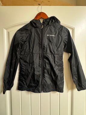 Columbia Kids Black Hooded Rain Jacket